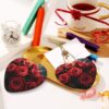Christmas Ceramic Heart Pendant Decoration for Tree Hanging in Festive Season Red Roses Prints