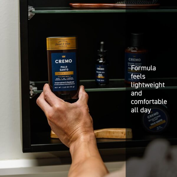 Cremo Palo Santo Antiperspirant & Deodorant for Men, 48-hour Sweat and Odor Protection, 2.65oz