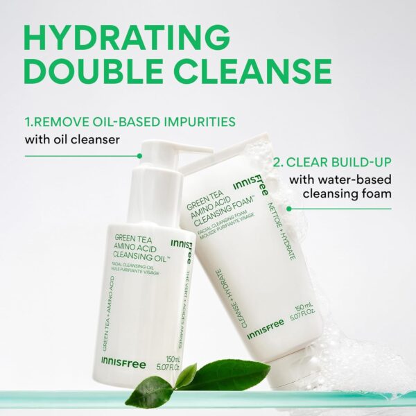 innisfree Green Tea Amino Acid Cleansing Foam, Sulfate Free, Hydrating Korean Face Wash with Gentle Foam