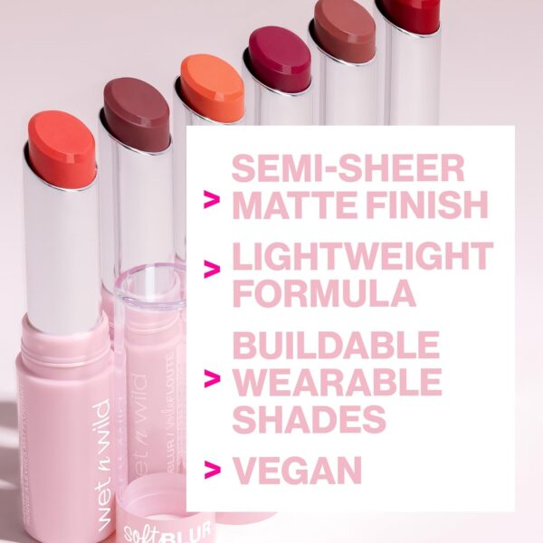 wet n wild Soft Blur Matte Lipstick, Velvety Semi-Sheer Buildable & Blendable Non-Drying Formula, Comfortable Wear, Vegan & Cruelty-Free - I'm Shy