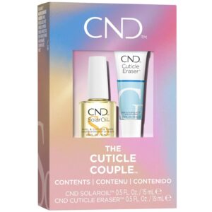 CND Cuticle Couple, SolarOil + Cuticle Eraser, Natural Blend Oils, Moisturizes and Conditions Skin, Gentle Exfoliator, 0.5 fl oz.