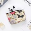 Toiletry Bag for Women Striped Flower Butterfly Cosmetic Bag Portable Capacity Travel Makeup Bags with Zipper Lightweight Cute Beauty Makeup Organizer for Traveling, Accessories, Essentials