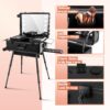Aluminum Trolley Makeup Train Case with Led Light Rolling Makeup Case with Legs Suitcase Vanity with Lights with Stand Mirror Makeup Vanity Station