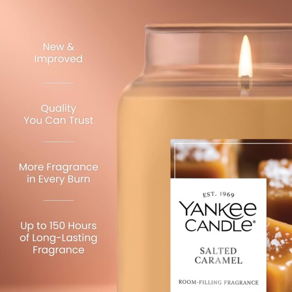 Yankee Candle Large Jar Scented Candle with up to 150 Hour Burn Time, Soy Wax Blend for Cleaner Consistent Burn, 22 oz Jar Candle with Room Filling Fragrance, Salted Caramel
