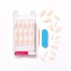 KISS Salon Acrylic French Manicure Set, ‘Leilani’, Medium Length, Nude Square Press-On Nails, Includes Pink Gel Nail Glue 0.07 Oz, Mini Nail File, Manicure Stick, and 28 Fake Nails, 31 Piece Set