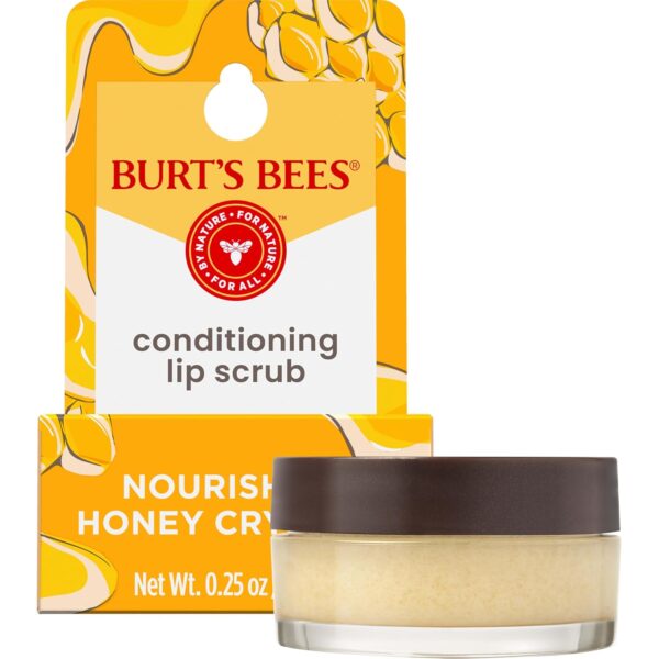 Burt's Bees Conditioning Honey Lip Scrub, Exfoliates & Conditions Dry Lips, with Honey Crystals, Use with Overnight Intense Treatment, Natural Origin Care, 0.25 oz.