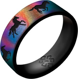 Knot Theory Horse Silicone Ring Men and Women Dual Layer Breathable Comfort Fit Wedding Engagement Band