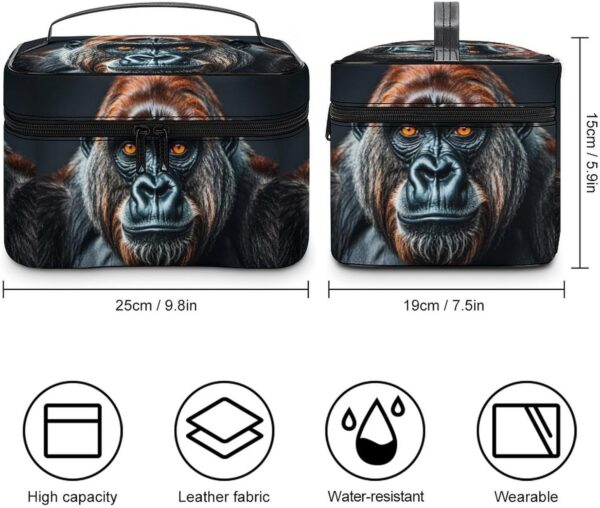 A Gorilla Makeup Bag, Cosmetic Organizer Case Large Portable Capacity Make Up Bags Women Travel Toiletry Bags with Handle And Divider