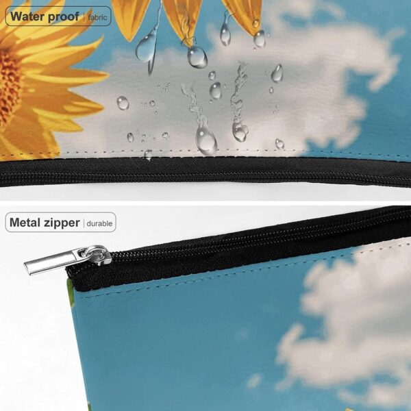 Goodlooking Hello Nice Sunshines Makeup Bag for Women Portable Travel Toiletry Pouch, PU Leather Cosmetic Bag with Zipper