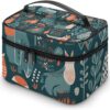 Scandinavian Animals Makeup Bag, Cosmetic Organizer Case Large Portable Capacity Make Up Bags Women Travel Toiletry Bags with Handle And Divider