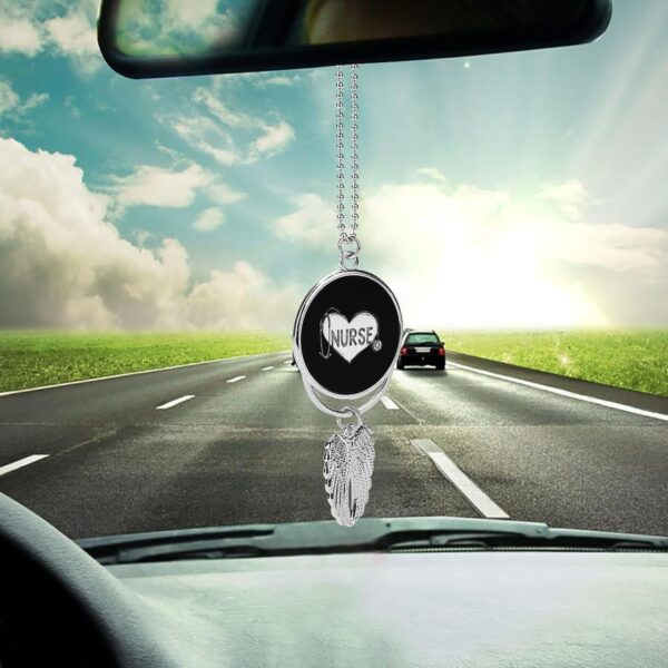 Nurse Stethoscope Love Heart Car Hanging Ornament Pendant Rear View Mirror Accessories Interior Decor Silver-Style