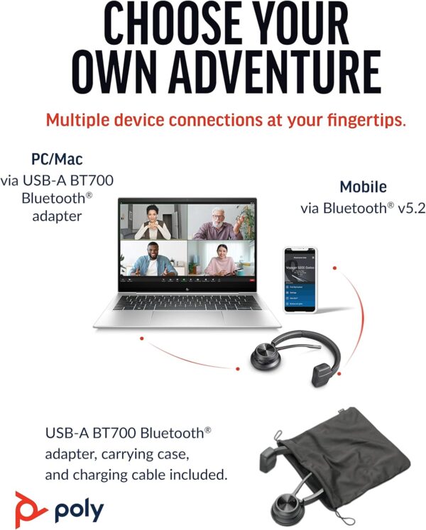 Poly Voyager 4310 UC Wireless Bluetooth Headset (Plantronics) - Single-Ear w/Noise-Canceling Boom Mic - Connect to PC/Mac/Mobile - Works w/Teams, Zoom & More - Amazon Exclusive,Black