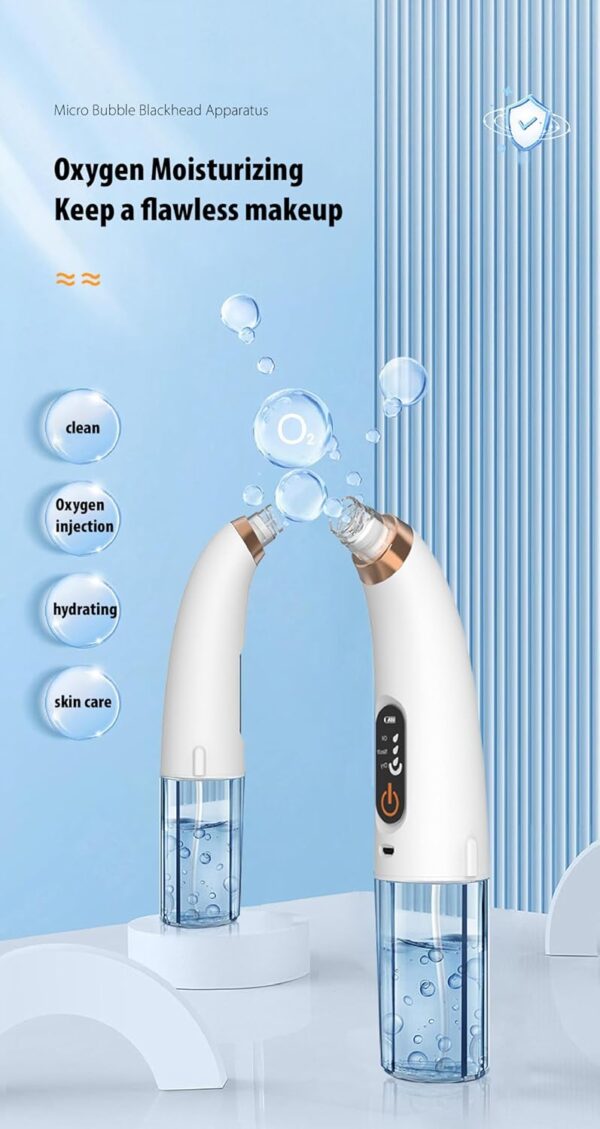 Fabufabu Popular Blackhead Remover Pore Vacuum Cleaner - USB Rechargeable Water Cycle Pore Cleanser 3 Adjustable Suction Modes 6 Suction Prob, White