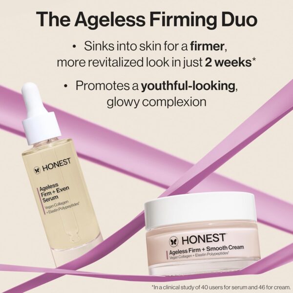 Honest Beauty Ageless Firm and Even Serum | Powered by Vegan Collagen and Elastin Polypeptides | Firmer-Looking Skin and Even Tone | Fragrance Free, EWG Verified, Vegan, Cruelty-Free | 1 fl oz