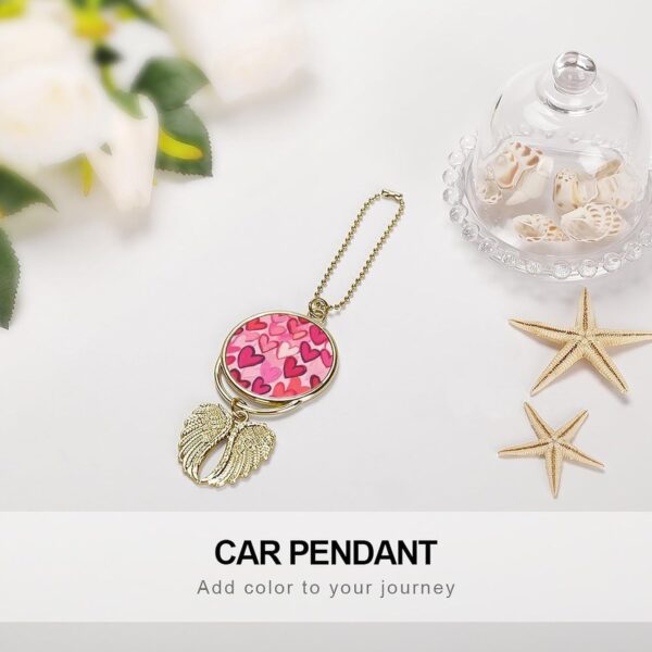 Valentine's Day Hearts Graffiti Car Hanging Ornament Pendant Rear View Mirror Accessories Interior Decor Golden-Style