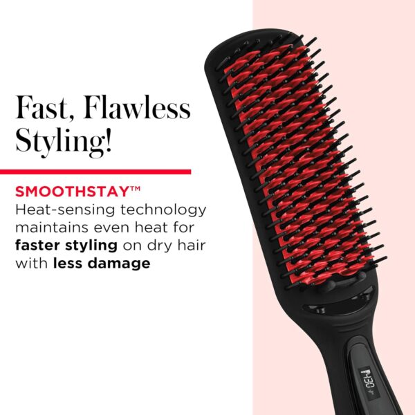 REVLON SmoothStay XL Straightening Brush - Hair Straightener Heated Hair Brush for Sleek, Long-Lasting Straight Hairstyles, Enhanced Shine and Moisture