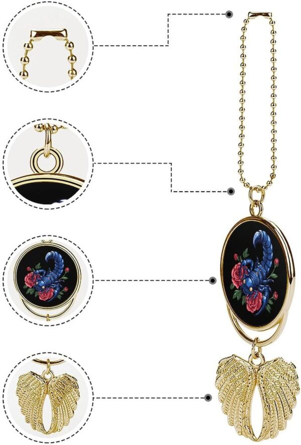 Tribal Scorpion Scorpio Zodiac Tattoo Car Hanging Ornaments Cute Rearview Mirror Swing Pendant Decorations Golden-Style
