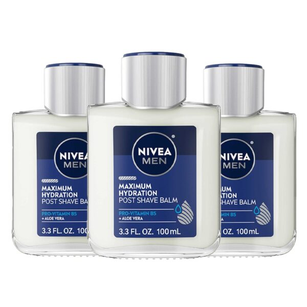 NIVEA MEN Maximum Hydration Post Shave Balm with Aloe Vera and Provitamin B5, 3 Pack of 3.3 Fl Oz Bottles