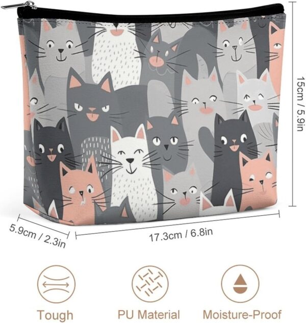 Makeup Bag for Women Cosmetic Bags Cute Funny Grey Cats Pattern Travel Toiletry Bag Cute Zipper Make Up Bags Large Capacity Makeup Case Organizer Portable Makeup Pouch for Travelling Gift