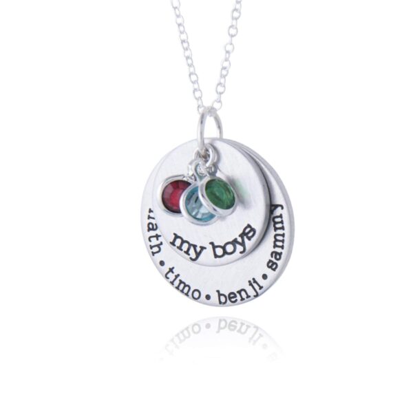 My Boys Necklace // Personalized Necklace with Kids Names and Birthstones // Hand Stamped Jewelry // Custom Necklace for Mom of Boys