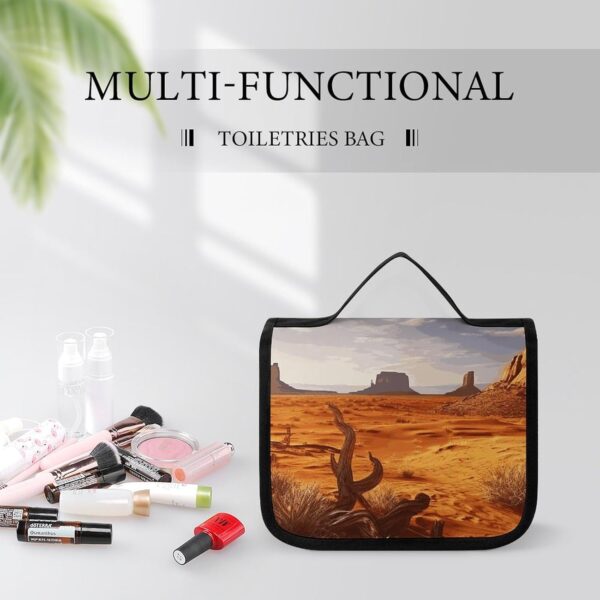 Hanging Toiletry Bag for Women Men Portable Waterproof Makeup Bag Organizer Western Desert Travel Toiletry Bag