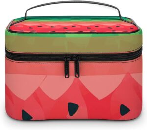 Gradient Watermelon Makeup Bag, Cosmetic Organizer Case Large Portable Capacity Make Up Bags Women Travel Toiletry Bags with Handle And Divider