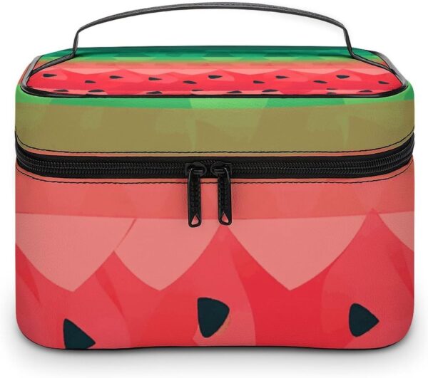 Gradient Watermelon Makeup Bag, Cosmetic Organizer Case Large Portable Capacity Make Up Bags Women Travel Toiletry Bags with Handle And Divider