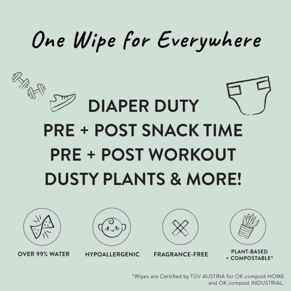 The Honest Company Clean Conscious Multi-Use Wipes | Hypoallergenic + Unscented for Sensitive Skin | Over 99% Water, Compostable, Plant Based, Baby Wipes | Geo Mood, 60 Count