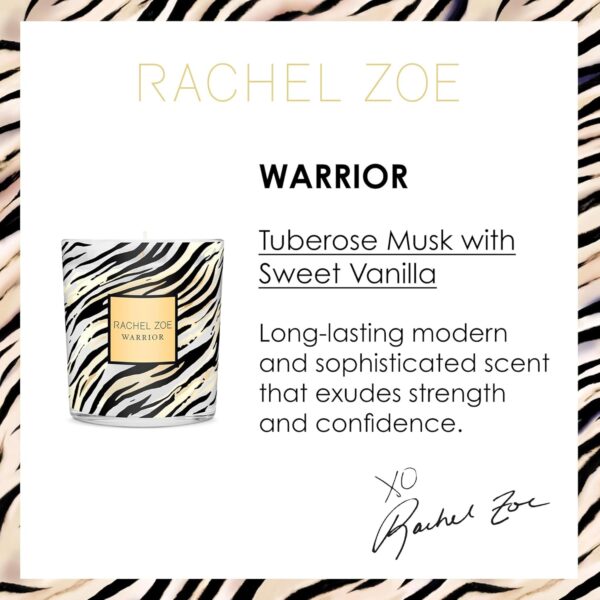Rachel Zoe Warrior Scented Candle - with Fruity, Floral Perfume Oil Fragrance - 45 Hour Burn - Jar Candles with Soy Wax and Cotton Wick - 6.3 oz