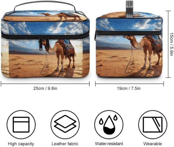 Camel Sky Makeup Bag, Cosmetic Organizer Case Large Portable Capacity Make Up Bags Women Travel Toiletry Bags with Handle And Divider
