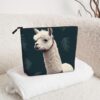 Linen Makeup Bag For Women, Waterproof Travel Cosmetic Organizer Lightweight Zipper Travel Toiletry Bag Organizer Alpaca Llama Makeup Brushes Storage Bag