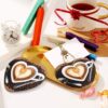 Christmas Ceramic Heart Pendant Decoration for Tree Hanging in Festive Season Coffee with Heart Pattern Prints