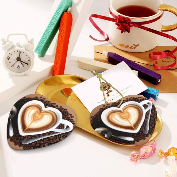 Christmas Ceramic Heart Pendant Decoration for Tree Hanging in Festive Season Coffee with Heart Pattern Prints