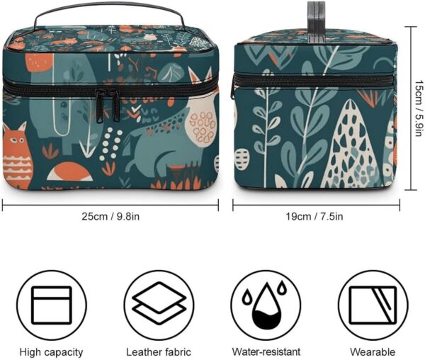 Scandinavian Animals Makeup Bag, Cosmetic Organizer Case Large Portable Capacity Make Up Bags Women Travel Toiletry Bags with Handle And Divider
