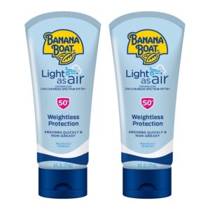 Banana Boat Light As Air Sunscreen Lotion SPF 50 Twin Pack | Lightweight & Non-Greasy Lotion Sunscreen SPF 50, Sunblock, Oxybenzone-Free, 6oz each