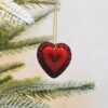 Christmas Ceramic Heart Pendant Decoration for Tree Hanging in Festive Season Valentine's Day red Heart Flower Prints