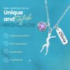 Personalized Gymnastics Necklace with Name Engraved & Birthstone Charm, Custom Gymnastics Jewelry - Gymnast Necklace For Gymnast