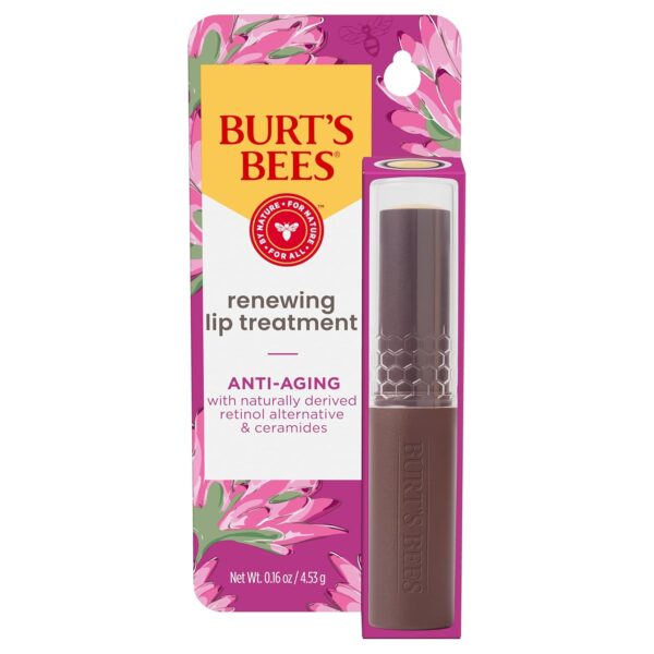 Burt’s Bees Renewing Lip Treatment, With Naturally Derived Retinol Alternative and Ceramides, Lip Treatment With Responsibly Sourced Beeswax, Tint-Free, Anti-Aging, 0.16 oz.