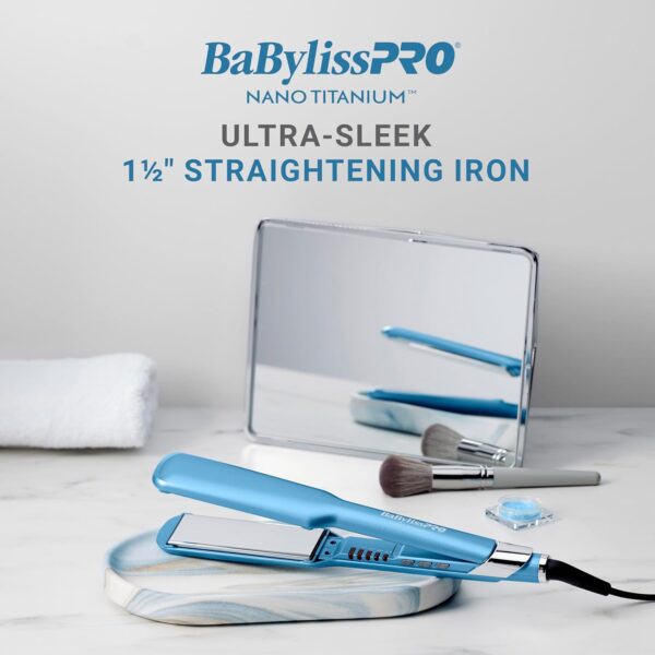 BabylissPRO Nano Titanium Ultra-Sleek Hair Straightener, Flat Iron for All Hair Types