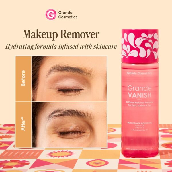 Grande Cosmetics Makeup Remover, Removes Water & Oil Based Makeup, Long-Wear & Waterproof Makeup Vanish