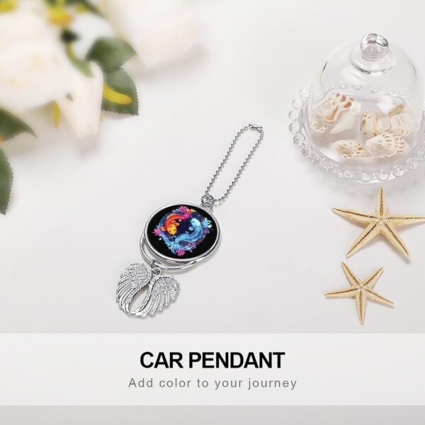 Pisces Zodiac Constellation Car Hanging Ornaments Cute Rearview Mirror Swing Pendant Decorations Silver-Style