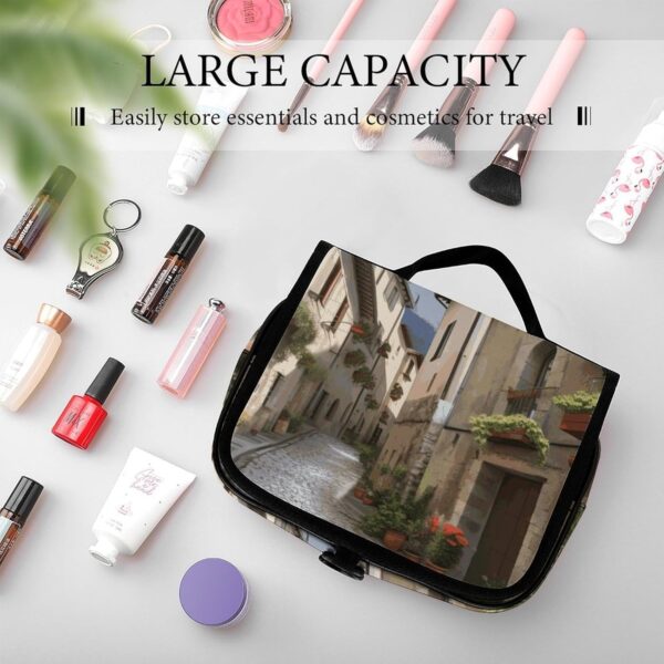 Hanging Toiletry Bag for Women Men Portable Waterproof Makeup Bag Organizer Italian Town Street Travel Toiletry Bag