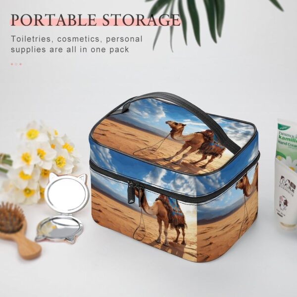 Camel Sky Makeup Bag, Cosmetic Organizer Case Large Portable Capacity Make Up Bags Women Travel Toiletry Bags with Handle And Divider