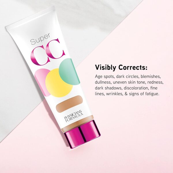 Physicians Formula Super CC+ Cream Color-Correction + Care Cream Full Coverage Foundation, Anti Aging Hydrating Serum, For Uneven Skin Tone, Dermatologist Approved, Light
