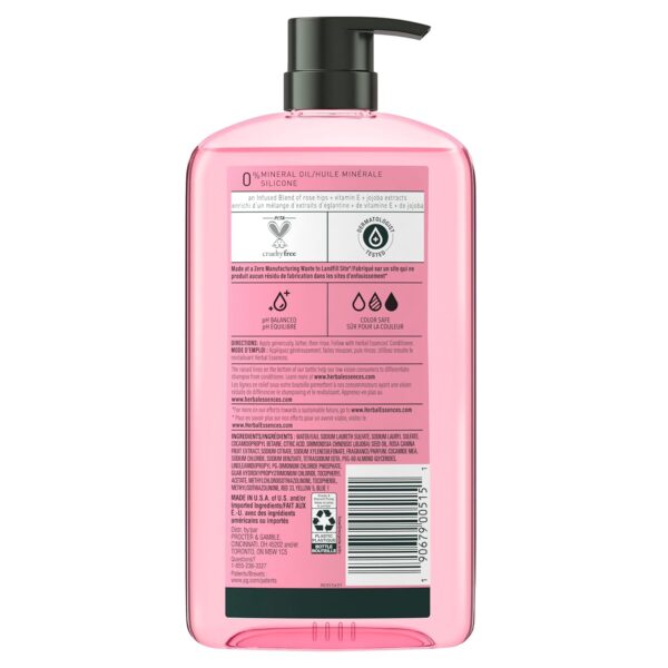 Herbal Essences Rose Hips Shampoo - Smooth, Shiny Hair with Vitamin E & Jojoba, Safe for Color Treated Hair, Floral Scent, Cruelty-Free, Dermatologist-Tested, 29.2 Fl Oz