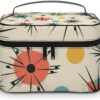 Atomic Stars Retro Pattern Makeup Bag, Cosmetic Organizer Case Large Portable Capacity Make Up Bags Women Travel Toiletry Bags with Handle And Divider