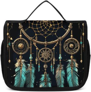 Hanging Toiletry Bag for Women Men Portable Waterproof Makeup Bag Organizer Dark Dream Catcher Travel Toiletry Bag