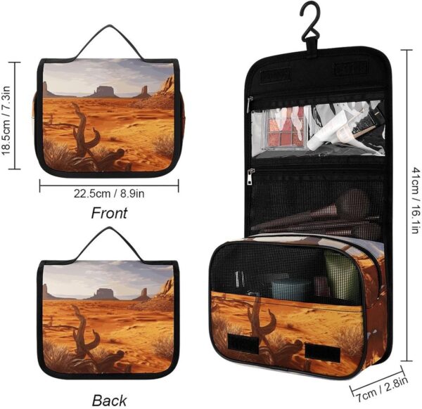 Hanging Toiletry Bag for Women Men Portable Waterproof Makeup Bag Organizer Western Desert Travel Toiletry Bag
