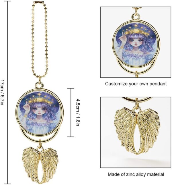 Zodiac Pin Up Girl Painting Car Rear View Mirror Pendant Car Charm Ornament Hanging Decoration Accessories for All Cars Golden-Style