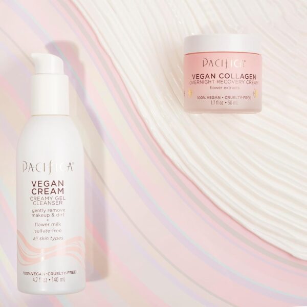 Pacifica Vegan Collagen Cream Gel Facial Cleanser - Daily Foaming Face Wash & Makeup Remover, Hydrating Anti-Aging Face Wash for Dry & Sensitive Skin, 4.7oz